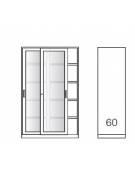 ARMADIO METALLICO CON ANTE SCORREVOLI IN VETRO TEMPERATO CON SERRATURA - cm 120x60x200h