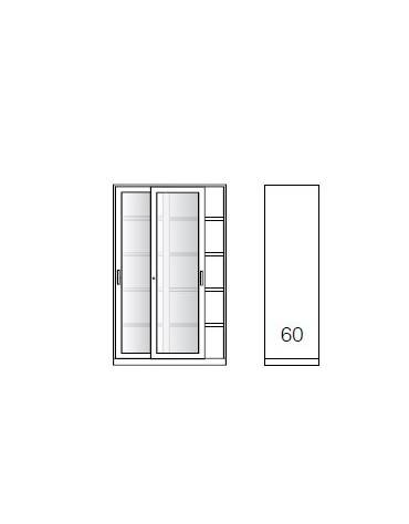 ARMADIO ANTE SCORREVOLI IN VETRO TEMPERATO CON SERRATURA cm. 120 x 60 x 200 h.