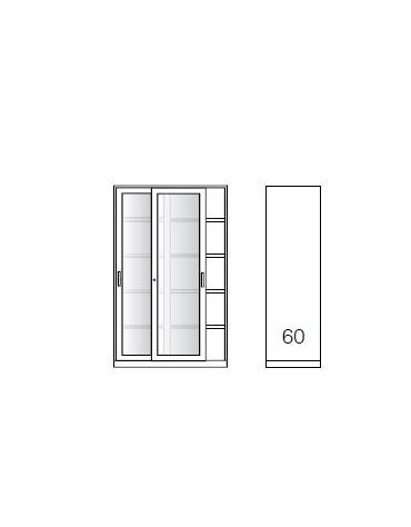 ARMADIO METALLICO CON ANTE SCORREVOLI IN VETRO TEMPERATO CON SERRATURA - cm 120x60x200h