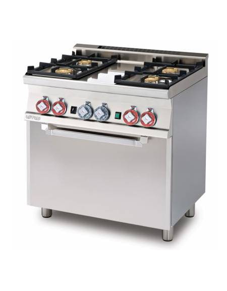 Cucina a gas 4 fuochi con forno a gas e grill elettrico cm 60x60