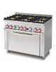 Cucina a gas 6 fuochi su forno a elettrico statico con grill e porta cieca inox, camera cm 64x42x35h, 1 griglia - cm 100x60x90h