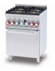 Cucina a gas 4 fuochi su forno a elettrico multifunzione, camera cm 46x37x35h, 1 griglia -porta inox,cm 60x60x90h