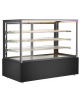Vetrina riscaldata +30° / +60°C in acciaio colore nero con 3 griglie e ruote, potenza 1100W - mm 1800x685x1385h