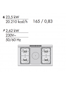 Cucina tutto piastra a gas 4 fuochi 1 piastra, forno elettrico statico, porta inox, camera cm 64x42x35h - cm 100x60x90h