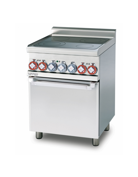 Cucina con piano in vetroceramica, forno elettrico multifunzione, porta inox, camera cm 46x37x35h - cm 60x60x90h