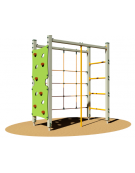 Palestrina in alluminio per parco giochi "zero legno" - 1 arrampicata, 1 rete a corda, 1 pertica, 1 spalliera - cm 100x210x245h