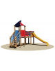 Villaggio Parco giochi con due torrette , uno scivolo vetroresina ed un ponte mobile - cm 370x270x260h