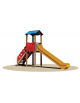 Torretta in legno per bambini con tetto - scivolo polietilene - cm 486x103x315h