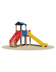 Torretta in legno 2 torrette (1 con tettuccio) scivolo polietilene -cm 370x318x315h -Da interrare o da tassellare filo pavimento