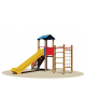 Composizione gioco il legno a Villaggio 1 torretta con scivolo in polietilene gruppo ginnico - cm 370x420x315h