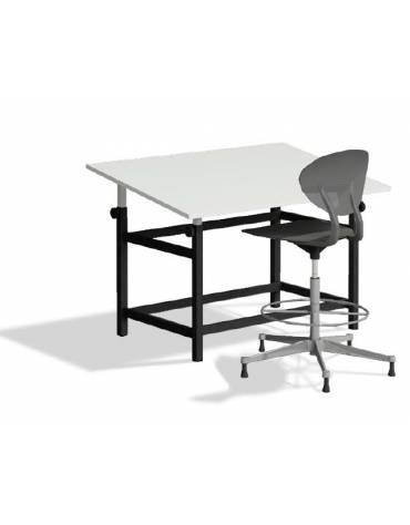 TAVOLO DA DISEGNO PIANO NOBILITATO BIANCO INCLINABILE CM 80X140 REGOLABILE IN ALTEZZA - CONFORME AI CAM