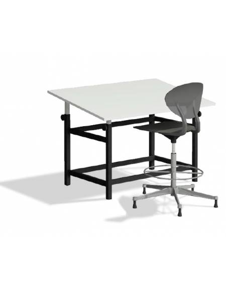 TAVOLO DA DISEGNO PIANO NOBILITATO BIANCO INCLINABILE CM 80X140 REGOLABILE IN ALTEZZA - CONFORME AI CAM