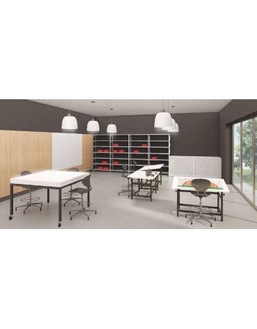 TAVOLO DA DISEGNO PIANO NOBILITATO BIANCO INCLINABILE CM 80X140 REGOLABILE IN ALTEZZA - CONFORME AI CAM