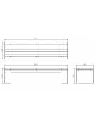 Panchina piana in graniglia di marmo con seduta in legno di pregio - cm 220x60x51,8h