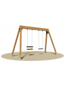 Altalena realizzata con struttura in legno - 2 Posti ( 1 sedile piano e 1 sedile a gabbia) - cm 370x160x230h