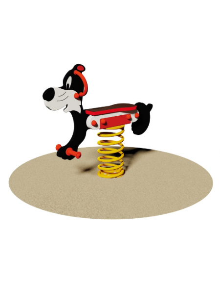 Gatto gioco a Molla monoposto - sagoma in legno multistrato di mogano okoume' - Da interrare o filo pavimento - cm 95x25x90h