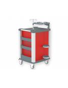 Carrello emergenza - con asta porta flebo a 4 ganci, ripiano porta defibrillatore e porta bombola - cm 60,5x65,5x97h