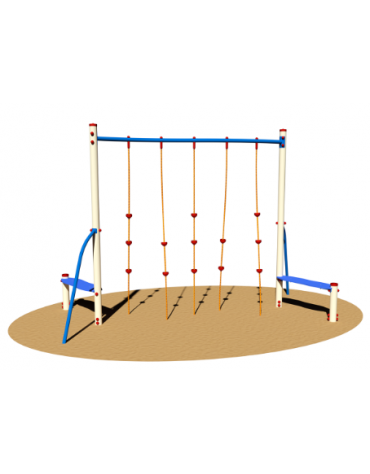 Arrampicata di equilibrio in acciaio per parco giochi con 5 funi in corda - cm 285x380x250h