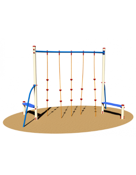 Arrampicata di equilibrio in acciaio per parco giochi con 5 funi in corda - cm 285x380x250h