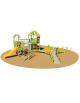 Villaggio multiattività inclusivo con 3 torrette e 2 pedane di accesso, - 2 scivoli polietilene - cm 1247x1321x430h