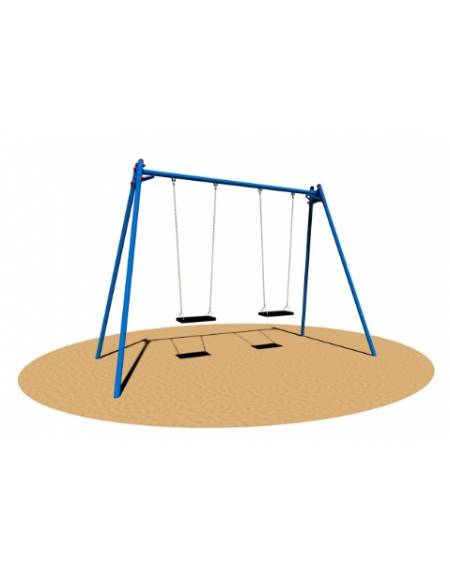 Altalena doppia certificata in metallo 2 posti, per bambini da 3 a 8 anni - Sedili gabbia - cm 315x160x242h