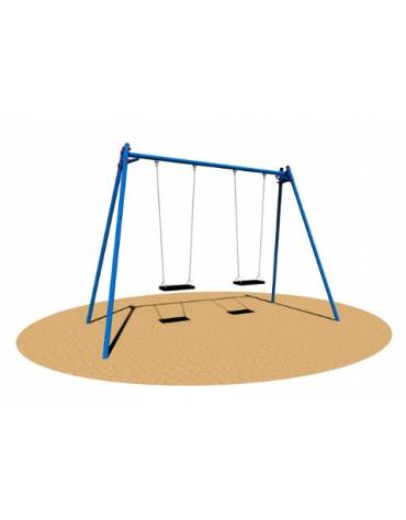 Altalena doppia certificata  in metallo 2 posti, per bambini da 3 a 8 anni- Sedili piani -Da interrare o da tassellare