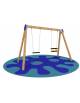 Altalena in legno inclusiva 2 posti - 1 Sedile Gabbia e 1 Orsetto - adatta per diversamente abili - cm 155x345x225h