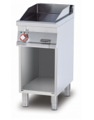 Fry-top elettrico trifase-5,55 kw,piastra singola liscia cromata SUPERCHROME cm.36x51 , su mobile a giorno-dim. 40x 70x90 h