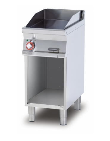 Fry-top elettrico trifase-5,55 kw,piastra singola liscia cromata SUPERCHROME cm.36x51 , su mobile a giorno-dim. 40x 70x90 h