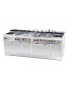 Fry top elettrico trifase-7,4kw, piastra liscia cromata SUPERCHROME cm 56x51 su mobile a giorno - dim. 60x70,5x90h