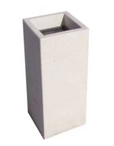CENERIERA RETTANGOLARE IN CALCESTRUZZO COLORE BIANCO SABBIATO PER ESTERNO - CM 35x35x70h