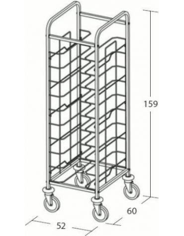 Carrello portavassoi in acciaio inox universali - supporto in filo - Portata vassoi 10 - cm 52x60x159h