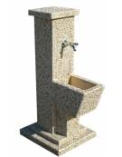 FONTANA QUADRATA IN CALCESTRUZZO CEMENTO COLORE GRIGIO PIETRA PER ESTERNO - cm 50x43x105h