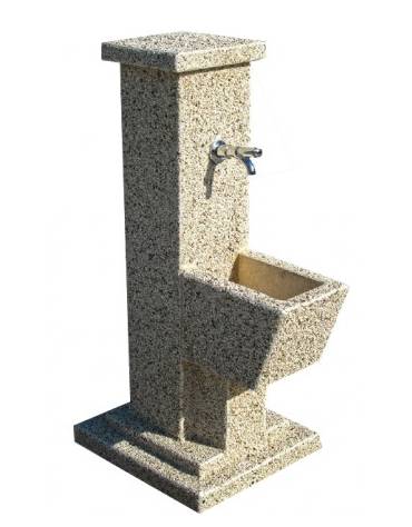 FONTANA QUADRATA IN CALCESTRUZZO CEMENTO COLORE BIANCO PIETRA PER ESTERNO - cm 50x43x105h