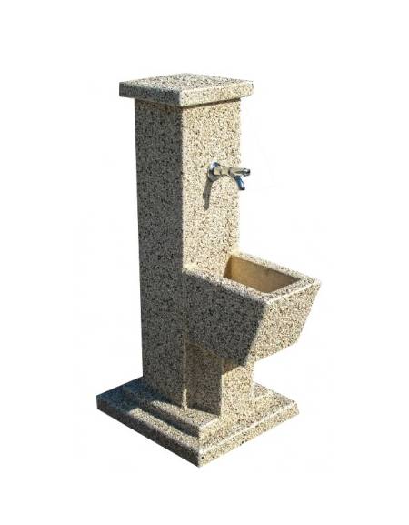 FONTANA QUADRATA IN GRANIGLIA DI MARMO SABBIATO  - COLORI A SCELTA - PER ESTERNO - cm 50x43x105h