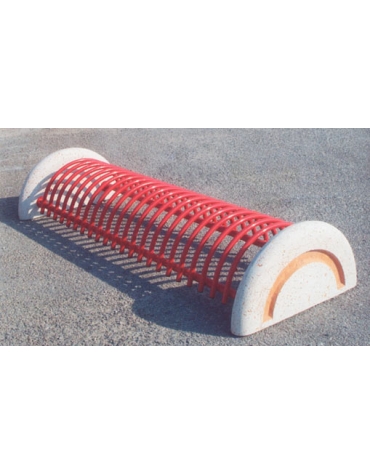 Portabici 10 posti con fianchi laterali in graniglia di marmo sabbiato / lavato - Colore a scelta - cm 226x78x40h