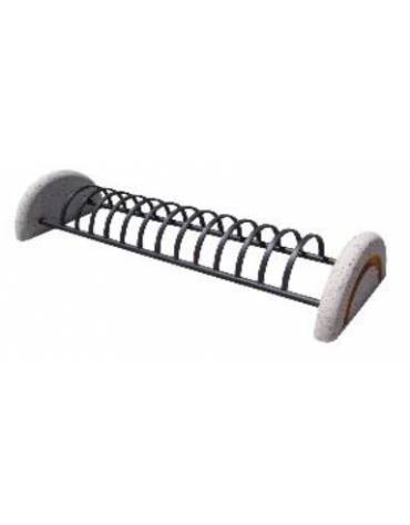 Portabici 10 posti fianchi laterali in graniglia di marmo levigato e trattamento antidegrado, Colore a scelta - cm 226x78x40h