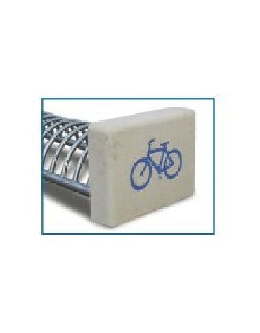 Portabici 10 posti fianchi in cemento con incisione bici - colore Bianco sabbiato - cm 235x66x47h - Conforme ai CAM