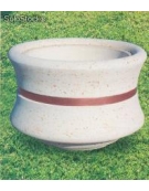 FIORIERA CIRCOLARE TONDA GRANIGLIA DI MARMO SABBIATO - COLORE A SCELTA - CON FASCIA COLOR RAME - CM Ø 120x65h - CAM