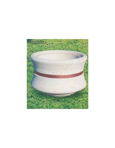 FIORIERA CIRCOLARE TONDA GRANIGLIA DI MARMO SABBIATO - COLORE A SCELTA - CON FASCIA COLOR RAME - CM Ø 120x65h - CAM