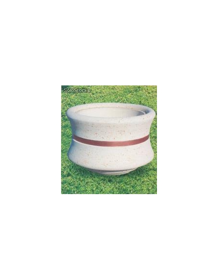 FIORIERA CIRCOLARE TONDA GRANIGLIA DI MARMO SABBIATO - COLORE A SCELTA - CON FASCIA COLOR RAME - CM Ø 120x65h - CAM