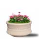 FIORIERA IN CEMENTO CALCESTRUZZO CIRCOLARE  COLORE BIANCO TRAVERTINO - CON GRECA DECORATIVA - CM Ø 120x65h