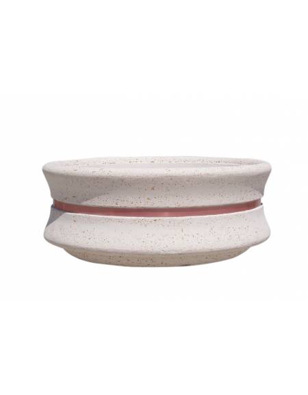 FIORIERA CIRCOLARE TONDA IN GRANIGLIA DI MARMO SABBIATO - COLORE A SCELTA - CON FASCIA COLOR RAME - CM Ø 160x60h - CAM