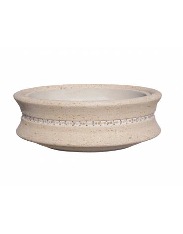 FIORIERA CIRCOLARE TONDA IIN GRANIGLIA DI MARMO SABBIATO - COLORE A SCELTA - CON GRECA DECORATIVA - CM Ø 160x60h - CONFORME CAM