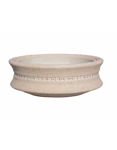 FIORIERA CIRCOLARE TONDA IIN GRANIGLIA DI MARMO SABBIATO - COLORE A SCELTA - CON GRECA DECORATIVA - CM Ø 160x60h - CONFORME CAM