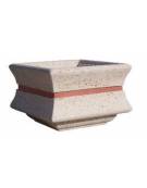 Fioriera quadrata per esterno in graniglia di marmo sabbiato - Colore a scelta - con fascia color rame - cm 90x90x65h - CAM