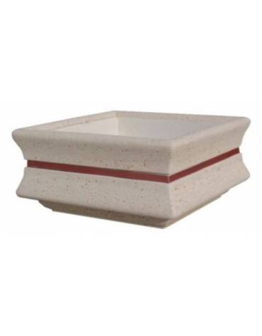 Fioriera quadrata per esterno in graniglia di marmo sabbiato - Colore a scelta - con fascia color rame - cm 125x125x65h - CAM
