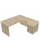 Scrivania Workstation Dx-Sx forma a L con cassettiera - spessore piano mm 25 - cm 160x160x74h