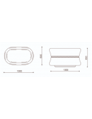 Fioriera in cemento calcestruzzo ovale colore Grigio travertino - con fascia color rame - cm 100x60x65h - conforme ai CAM