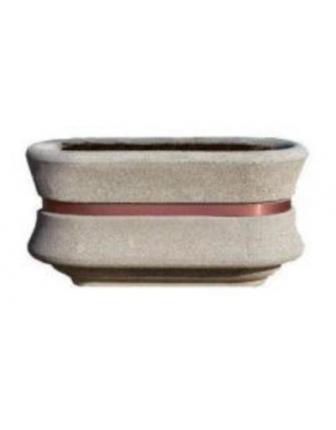 Fioriera ovale in graniglia di marmo levigato e antidegrado - Colore a scelta - con fascia color rame - cm 100x60x65h - CAM